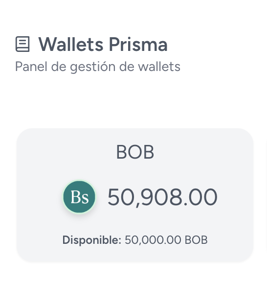 Billetera digital BOB - Gestión de saldo en bolivianos